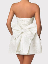 Lace-Up Sleeveless Satin Mini Dress with Bow White OutfitFlow